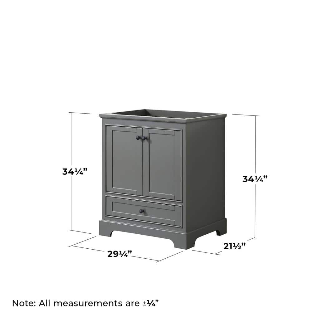 Wyndham Collection Deborah 29.25" Bathroom Vanity Cabinet, Dark Gray, Freestanding