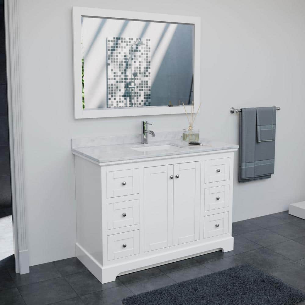 Wyndham Collection Avery 47.25" White Bathroom Vanity Cabinet