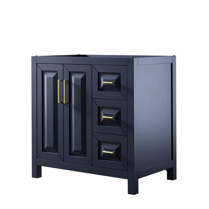 Wyndham Collection Daria 35 in. Dark Blue Bathroom Vanity Cabinet