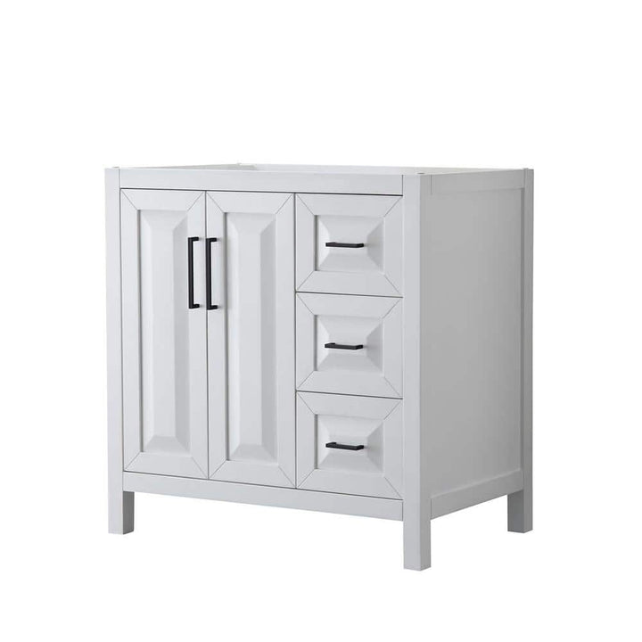 Wyndham Collection Daria 35" Bathroom Vanity Cabinet, White, Freestanding Design