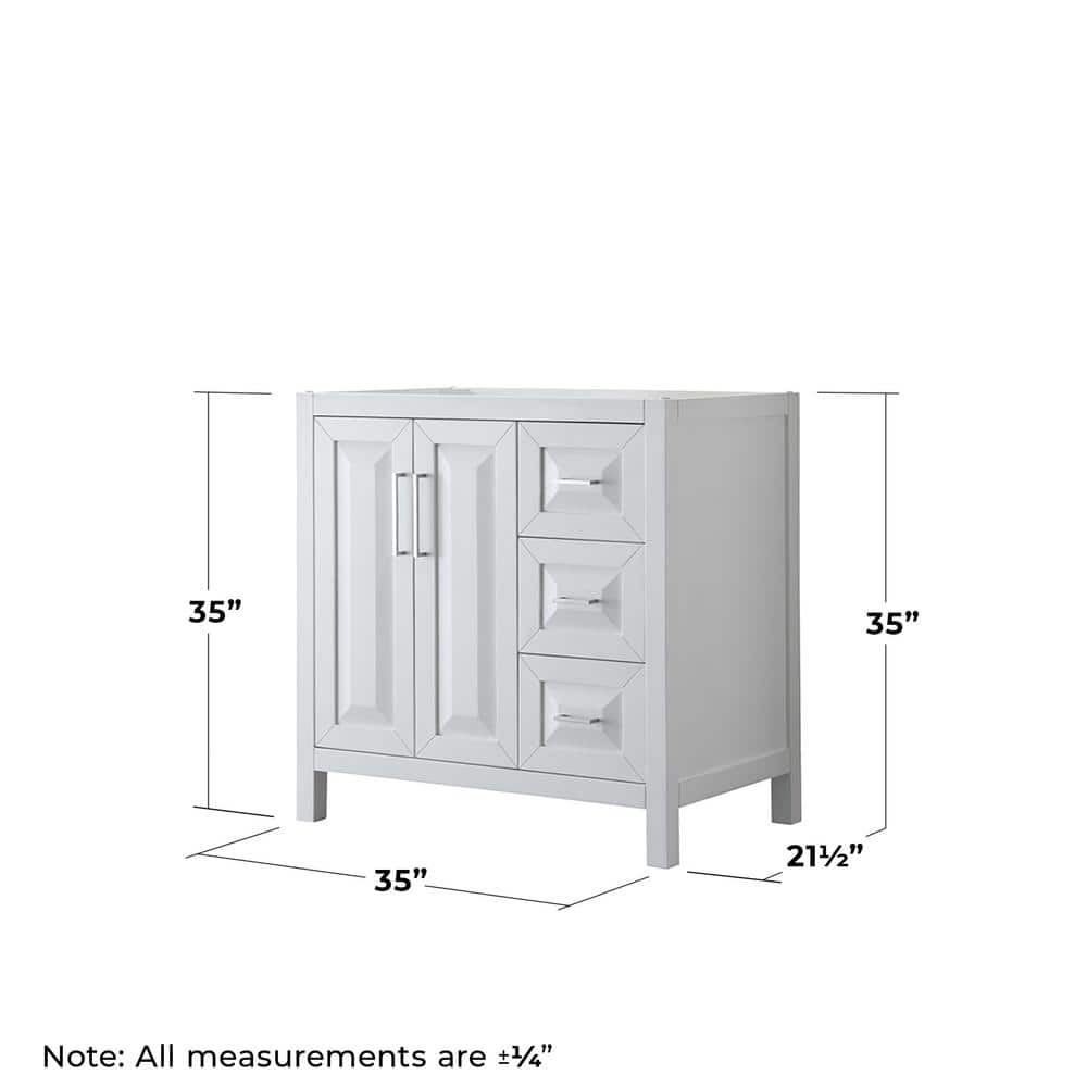 Wyndham Collection Daria 35 in. White Bathroom Vanity Cabinet Only
