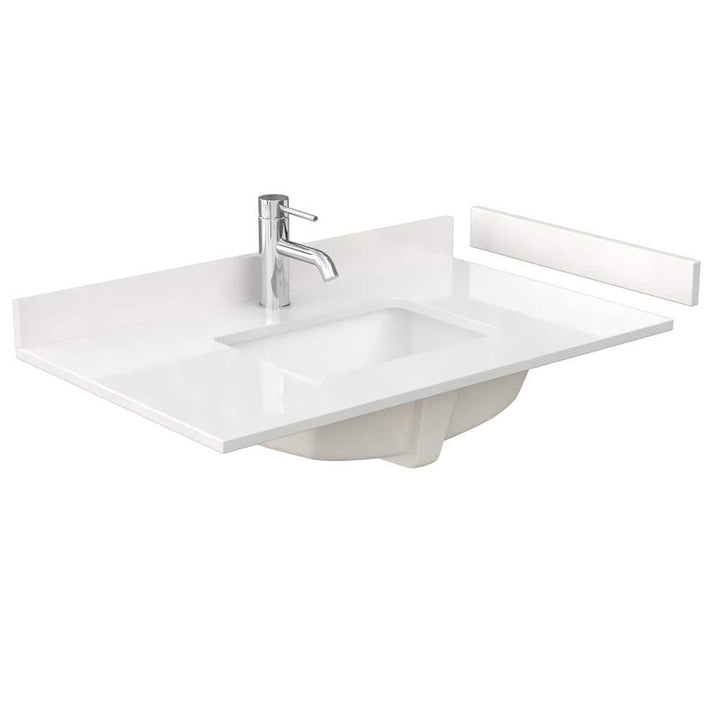Wyndham Collection 36 in. Quartz White Bathroom Vanity Top with Sink