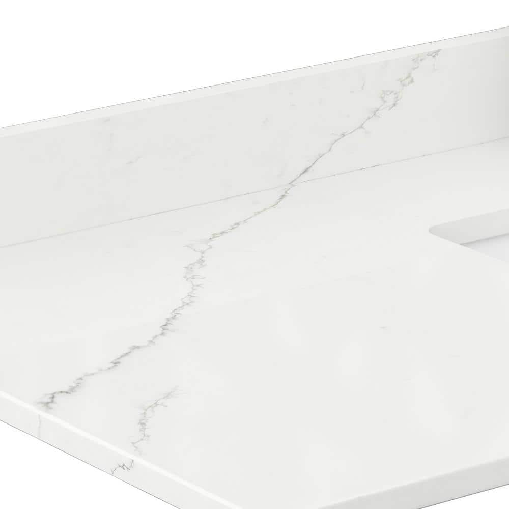 Wyndham Collection 48 in. Quartz White Single Sink Vanity Top with Backsplash