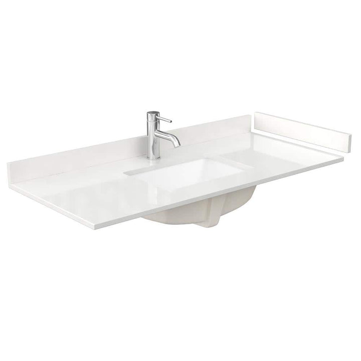 Wyndham Collection 48 in. Quartz White Single Sink Bathroom Vanity Top with Backsplash