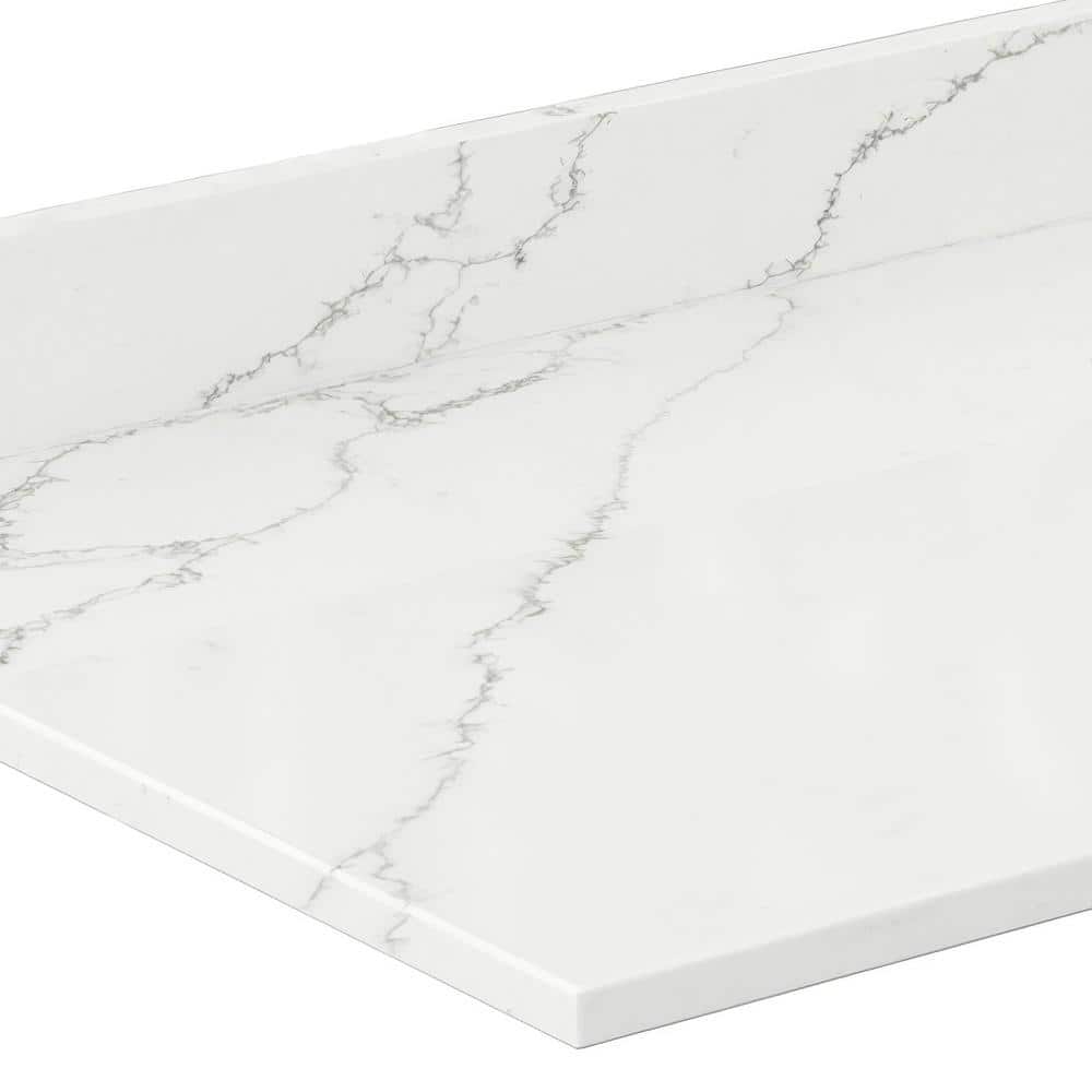 Wyndham Collection 54" Quartz White Single Sink Bathroom Vanity Top in Giotto