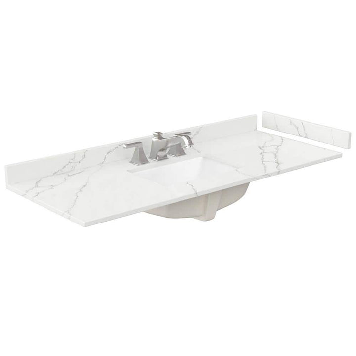 Wyndham Collection 54" Quartz White Single Sink Bathroom Vanity Top in Giotto