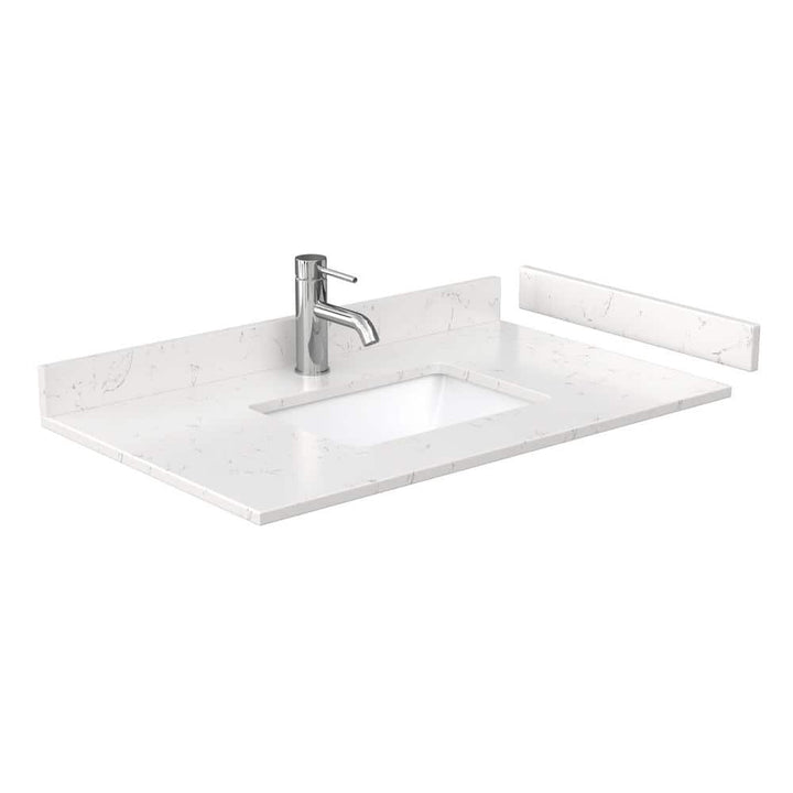 Wyndham Collection 36 in. Cultured Marble Vanity Top with White Basin, Light-Vein Carrara
