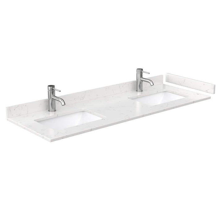 Wyndham Collection 60 in. Cultured Marble Double Basin Vanity Top with White Basins