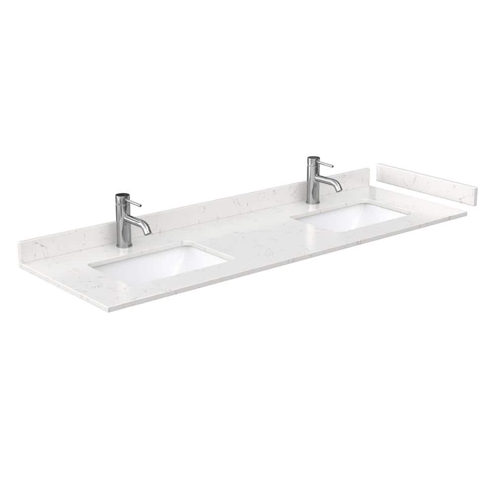 Wyndham Collection 66 in. Cultured Marble Double Basin Vanity Top with White Basins