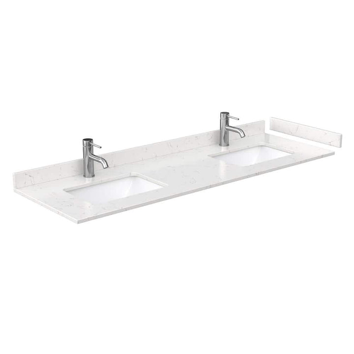 Wyndham Collection 66 in. Cultured Marble Double Basin Vanity Top with White Basins