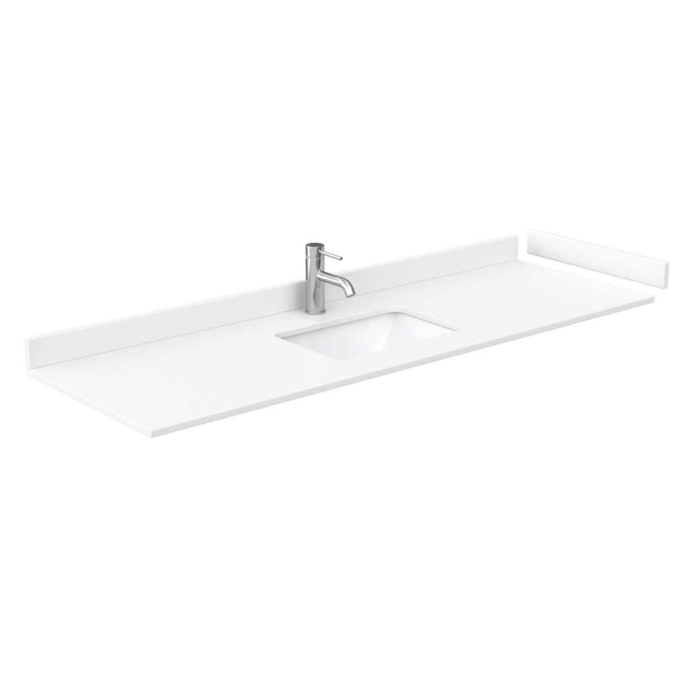 Wyndham Collection 66 in. Cultured Marble Vanity Top with White Basin