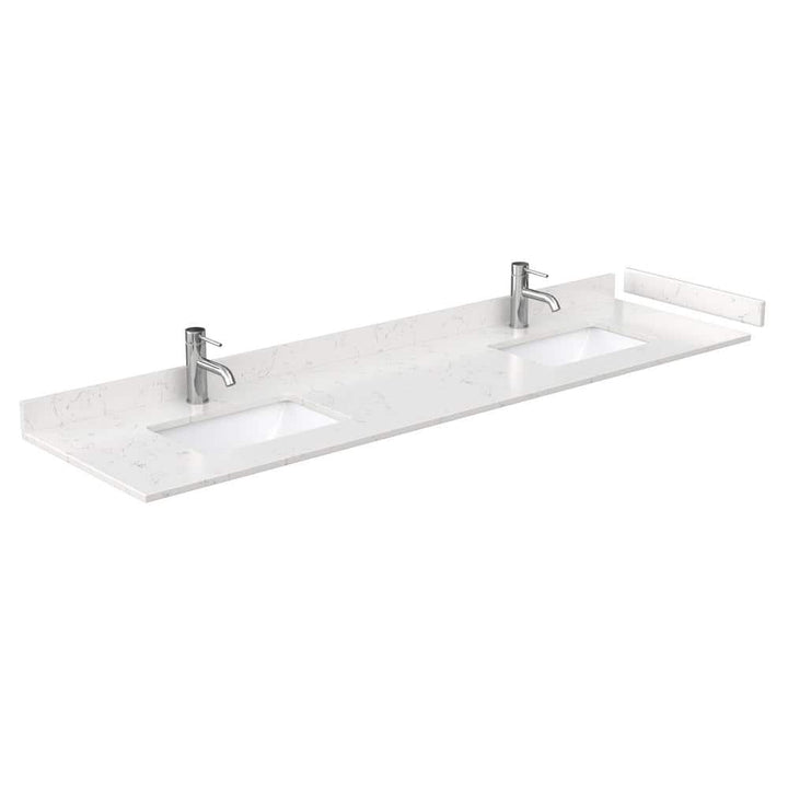 Wyndham Collection 80 in. Cultured Marble Double Basin Vanity Top with White Basins