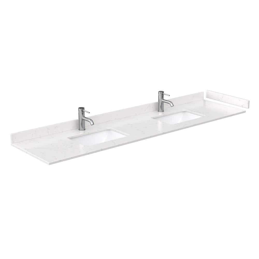 Wyndham Collection 84 in. Cultured Marble Double Basin Vanity Top with White Basins
