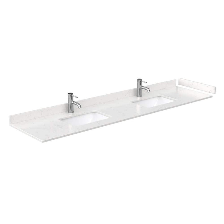 Wyndham Collection 84 in. Cultured Marble Double Basin Vanity Top with White Basins