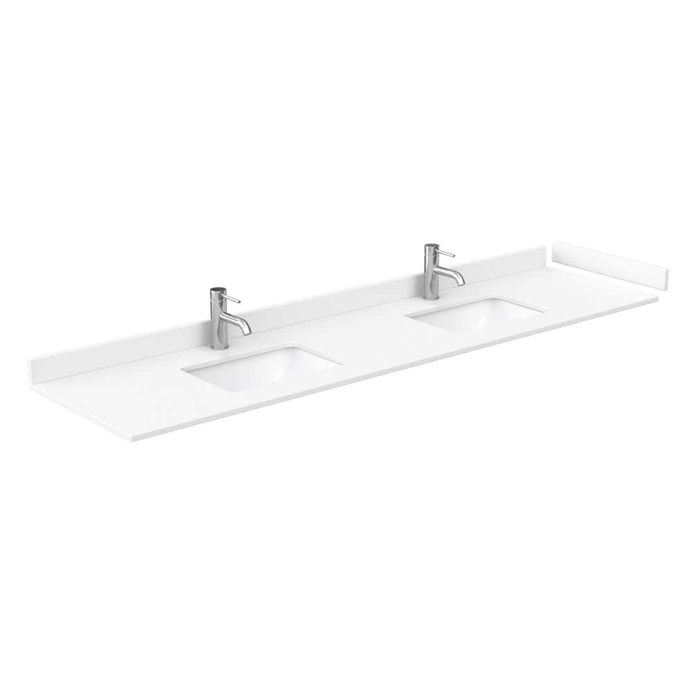 Wyndham Collection 84 in. Cultured Marble Double Basin Vanity Top with White Basins