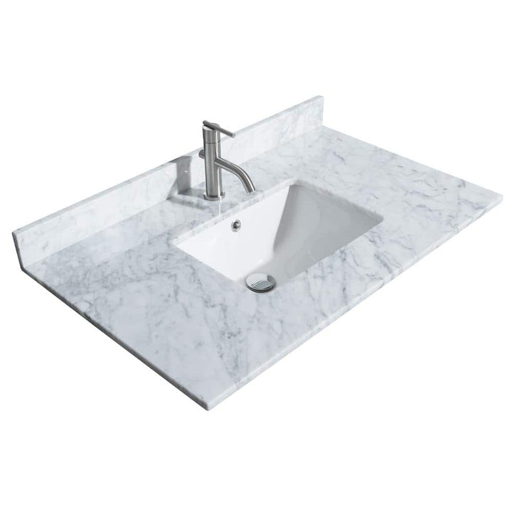 Wyndham Collection 36 in. Marble Vanity Top with White Basin and Backsplash