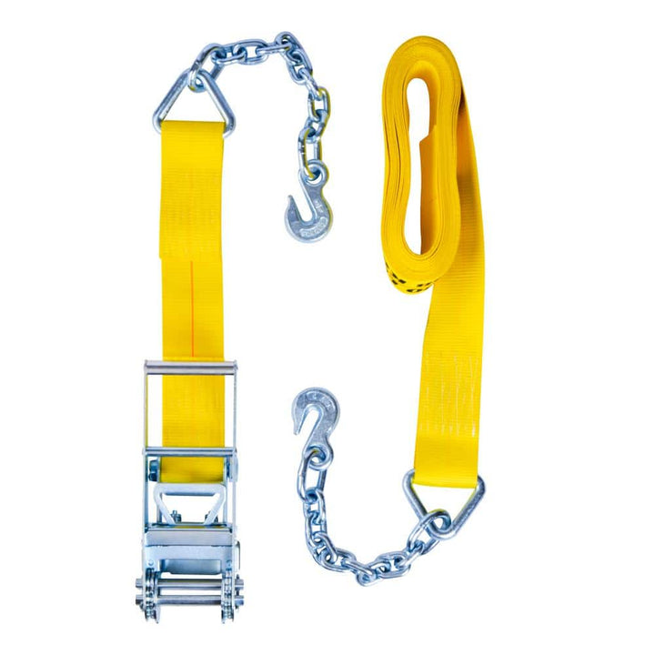 Keeper 30 ft. x 3 in. Ratchet Tie-Down with Chain Ends and Grab Hook, 5,000 lbs. WLL