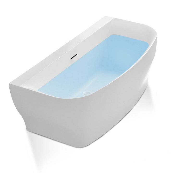 ANZZI Bank 65 in. L x 31 in. W Acrylic Flatbottom Freestanding Non-Whirlpool Bathtub with Deck-Mounted Faucet Platform, Glossy White