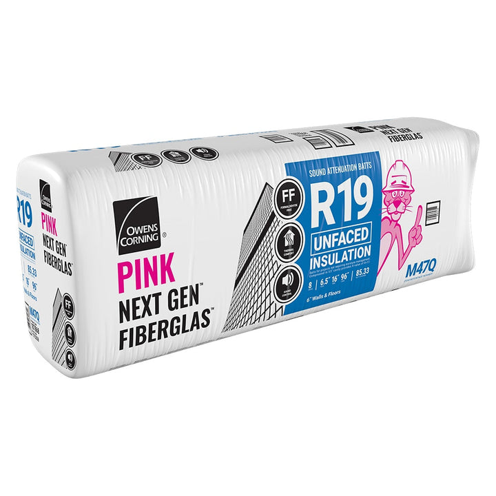 Owens Corning R-19 Unfaced Fiberglass Insulation Batts, 6.5 in x 16 in x 96 in (8-Pack)