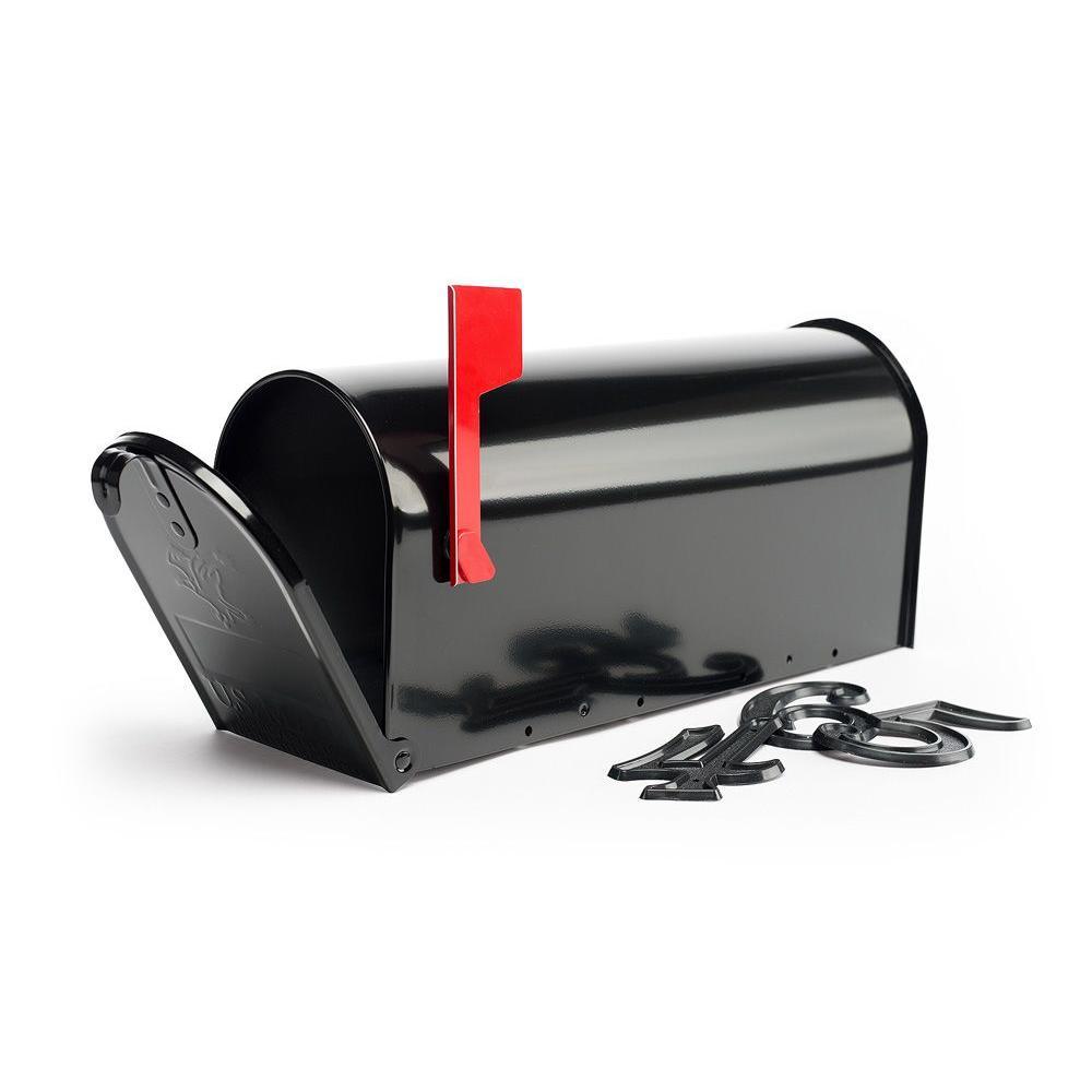 Elite Medium, Steel, Post Mount Mailbox, Black - Super Arbor