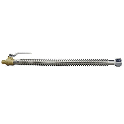 3/4 in. Stainless Steel PEX Barb x 3/4 in. Female Pipe Thread x 18 in. Water Heater Connector with Ball Valve - Super Arbor