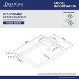 SlimLine 48 in. W x 36 in. D Double Threshold Shower Base in White with Right Hand Drain