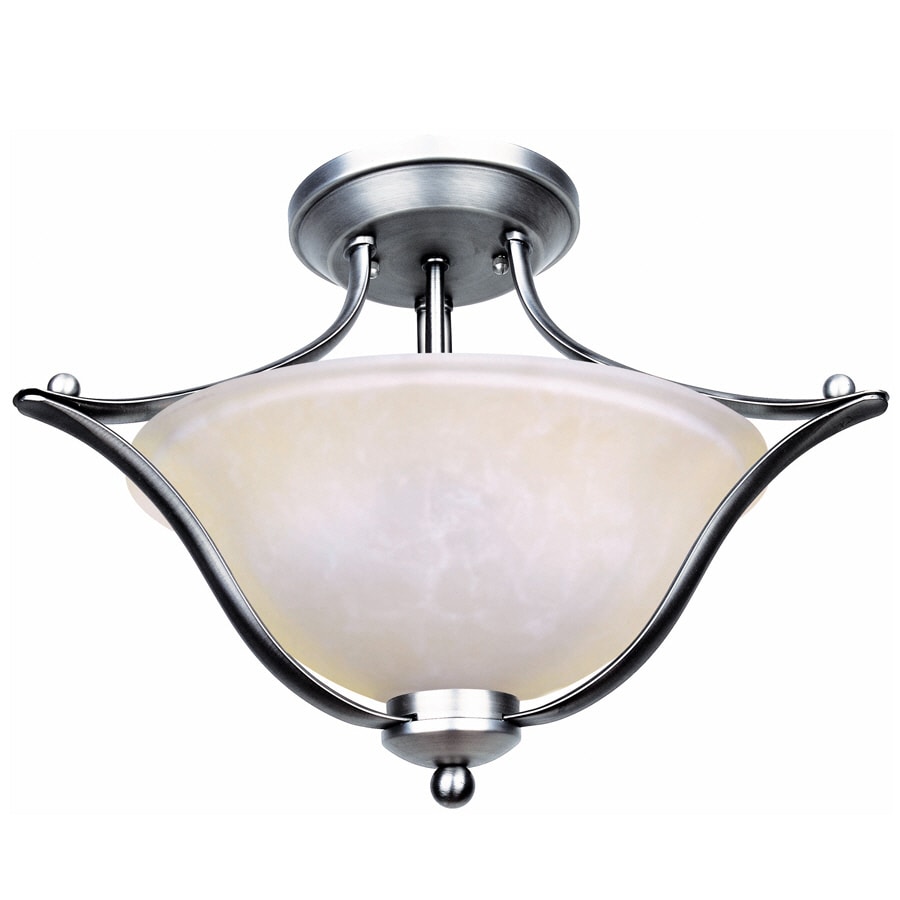 Portfolio 17.32-in Brushed Nickel Traditional Semi-Flush Mount Light