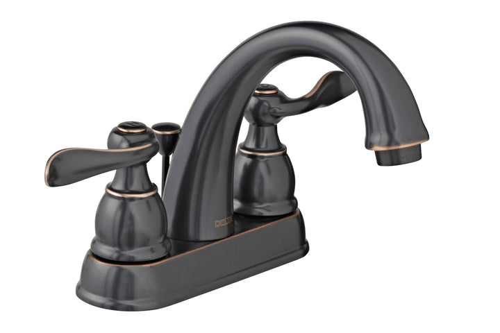 Delta Windemere Oil Rubbed Bronze 2‑Handle 4-in Centerset WaterSense Bathroom Sink Faucet with Drain