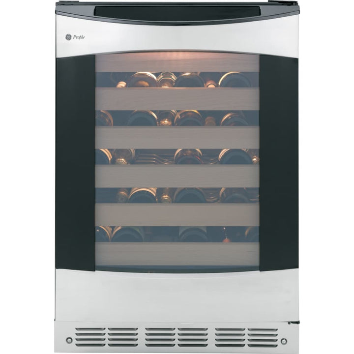 GE Profile 16-Bottle Capacity Stainless Steel with Black Case Built-In Wine Chiller