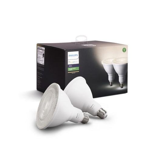 Philips Hue White Outdoor PAR38 LED 100W Equivalent Waterproof Dimmable Smart Wireless Flood Light Bulb (2 Pack)
