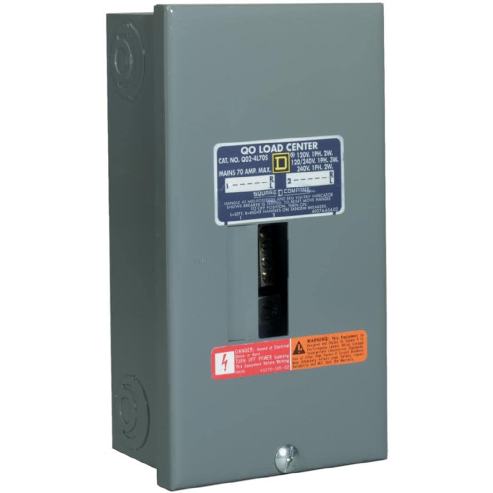 Square D QO 70-Amp 2-space load center - front view