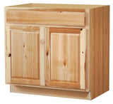 Diamond NOW Denver 36-in W x 35-in H x 23.75-in D Natural Rustic Hickory Sink Base Fully Assembled Cabinet (Raised Panel Square Style)