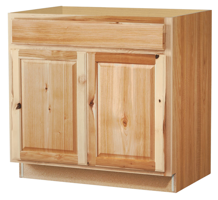 Diamond NOW Denver 36-in W x 35-in H x 23.75-in D Natural Rustic Hickory Sink Base Fully Assembled Cabinet (Raised Panel Square Style)