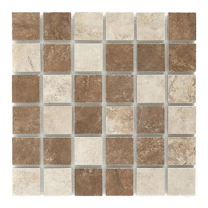 Style Selections Mesa Mixed rust and Beige - glazed porcelain 12-in x 12-in Matte Porcelain Multi-shaped Mosaic Floor and Wall Tile product image