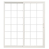 Pella 150 Series 72-in x 80-in 4-9/16-in Low-E Argon Grilles-Between-the-Glass White Vinyl Universal Sliding Double Patio Door