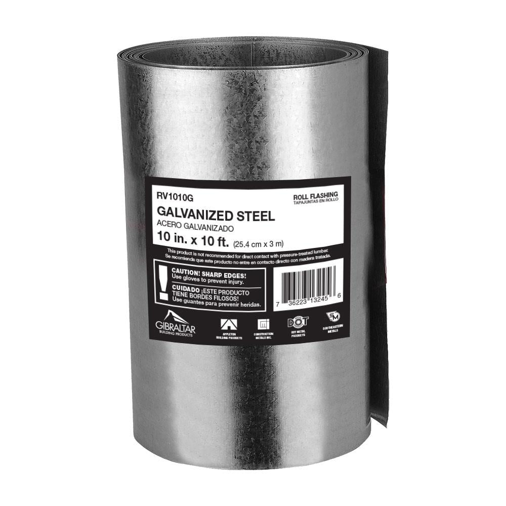 CMI 10-in x 10-ft Silver Galvanized Steel Roll Flashing - RV1010G