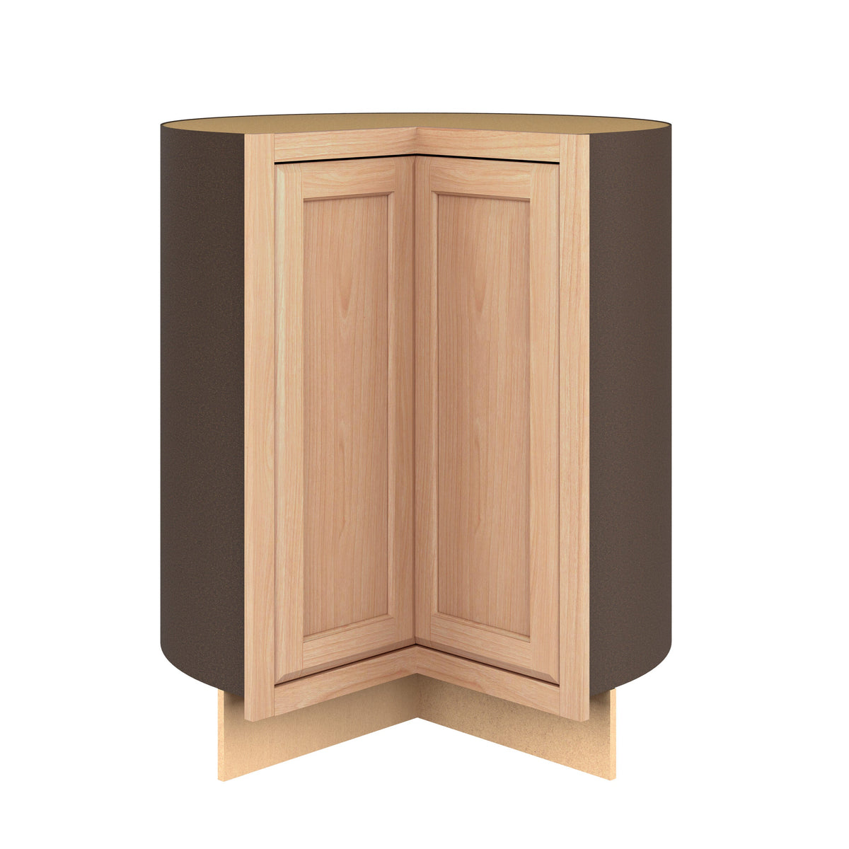 Project Source Oak Brook 36-in W x 35-in H x 23.75-in D Unfinished Oak Lazy Susan Corner Base Cabinet, Fully Assembled