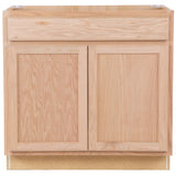 Project Source Oak Brook 36-in W x 35-in H x 23.75-in D Unfinished Oak Sink Base Cabinet, Fully Assembled