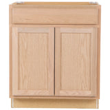 Project Source Oak Brook 30-in W x 35-in H x 23.75-in D Unfinished Oak Door and Drawer Base Cabinet, Fully Assembled
