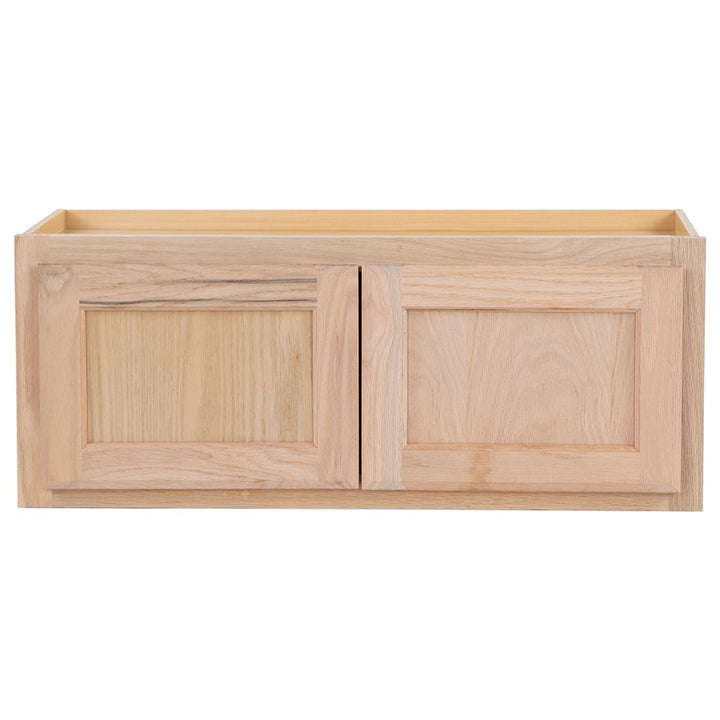 Project Source Oak Brook 30-in W x 12-in H x 12-in D Natural Unfinished Oak Wall Fully Assembled Cabinet (Flat Panel Square Door Style)