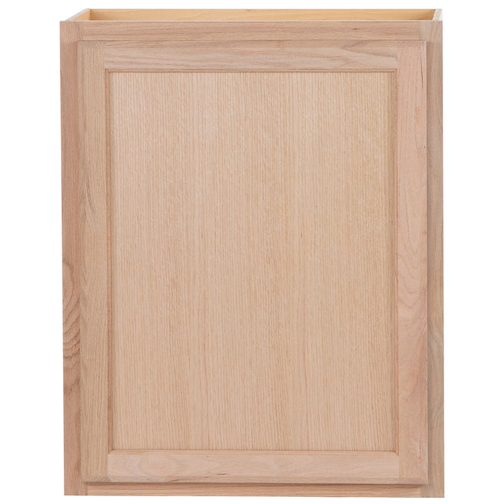 Project Source Oak Brook 24-in W x 30-in H x 12-in D Natural Unfinished Oak Wall Fully Assembled Cabinet (Flat Panel Square Door Style)
