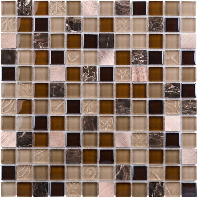 Elida Ceramica Coral Light 12-in x 12-in Multi-finish Glass Metal Stone Marble Uniform Squares Wall Tile (0.95-sq. ft/ Piece)