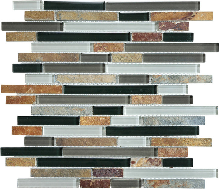 Satori Graphite 12-in x 12-in Multi-finish Glass Stone Look Mosaic Wall Tile (0.99-sq. ft/ Piece)