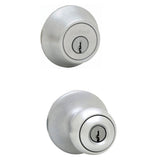 Polo Satin Nickel Single Cylinder Entry Door Knob Lock Deadbolt Combo Pack with Microban Antimicrobial Technology - Super Arbor