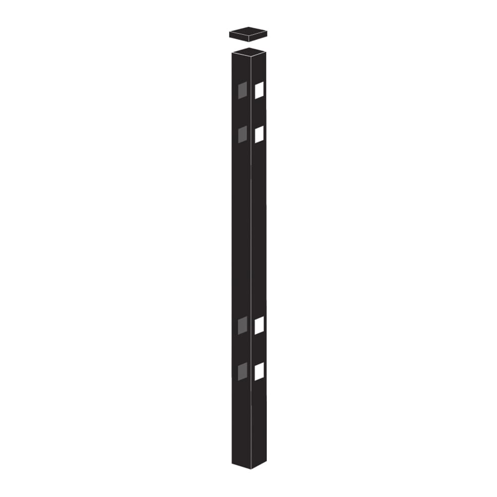 Freedom Providence 9-ft H x 2-in W Black Aluminum Spaced Picket Pressed-point Decorative Line Fence Post