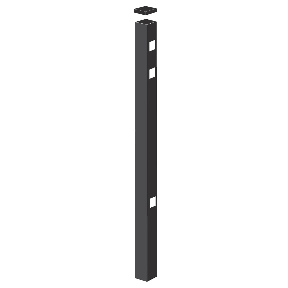 Freedom Providence 7-ft H x 2-in W Black Aluminum Spaced Picket Pressed-point Decorative End Fence Post