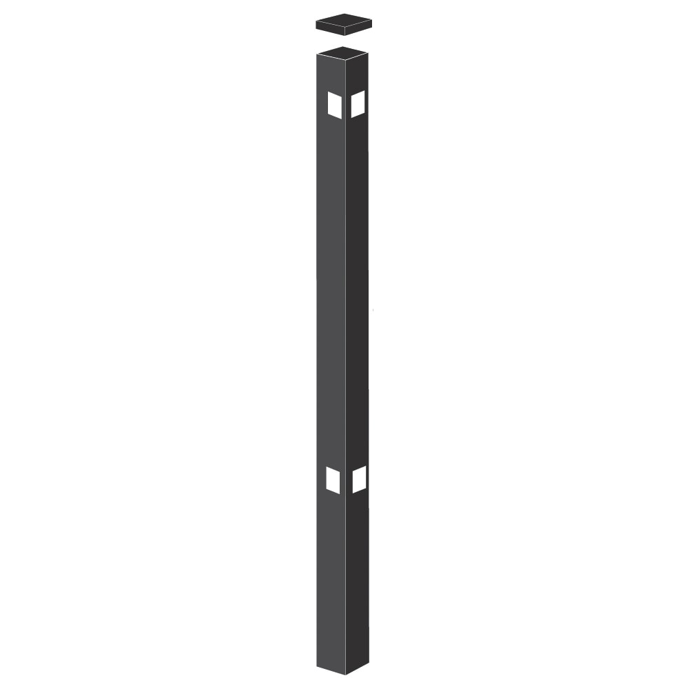 Freedom Easton 6-ft H x 2-1/2-in W Black Aluminum Spaced Picket Flat-top Decorative Corner Fence Post