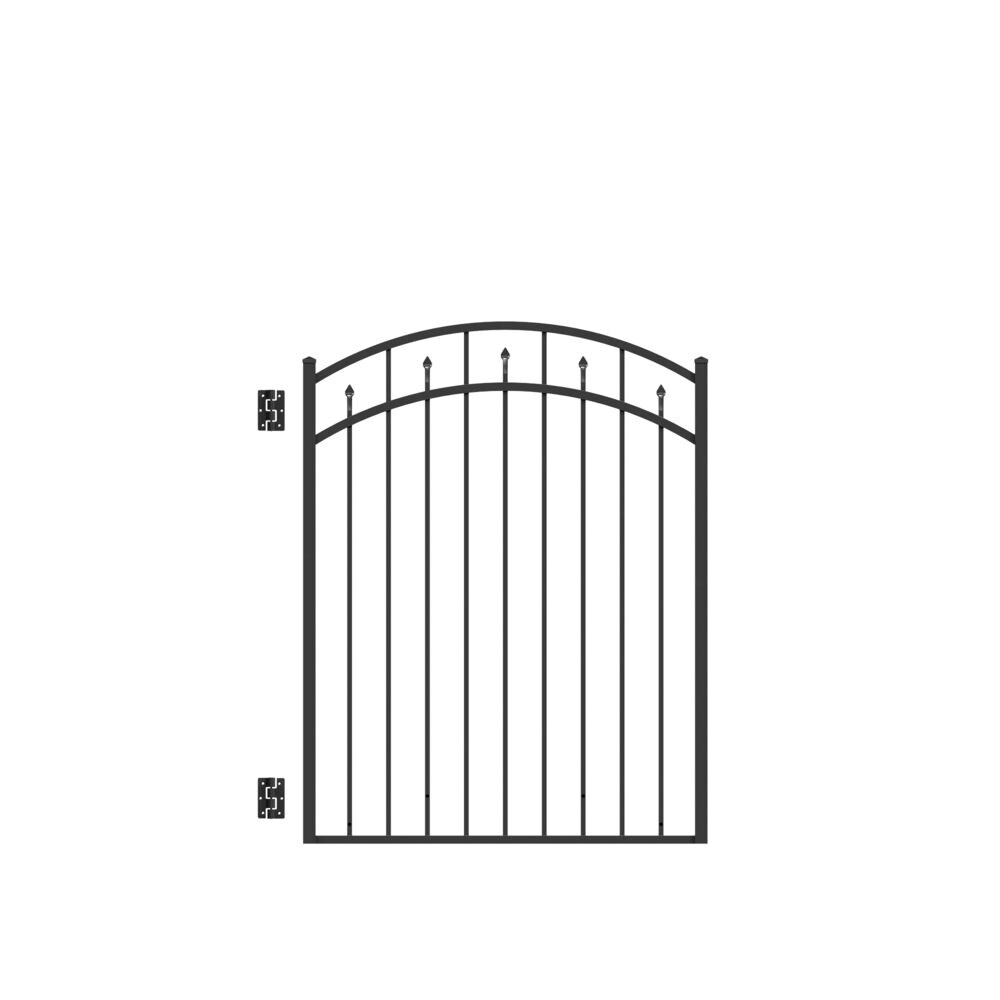 Freedom Concord 4-1/2-ft H x 4-ft W Black Aluminum Spaced Picket Flat-top Decorative Fence Gate