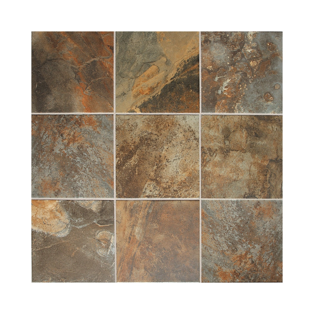 American Olean Kendal Slate 15-Pack Carlisle Black 12-in x 12-in Glazed Porcelain Stone Look Floor and Wall Tile