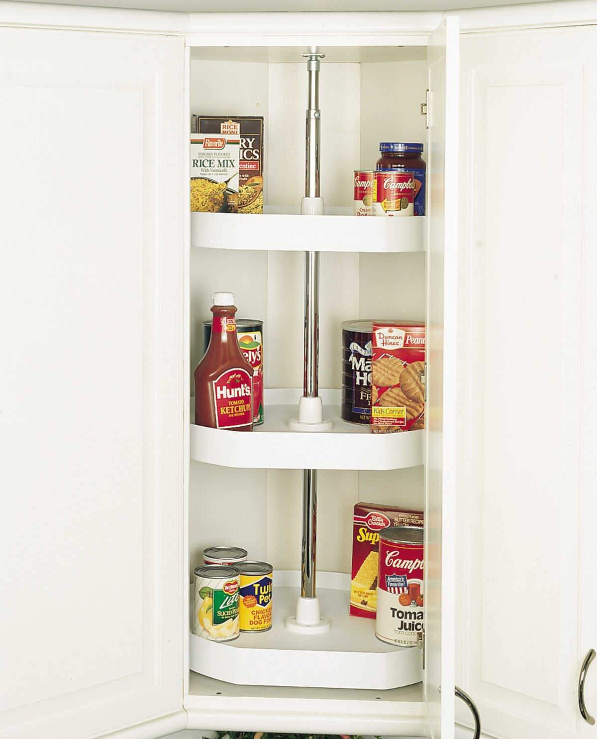 Rev-A-Shelf 3-Tier Plastic Half Moon Cabinet Lazy Susan, Almond, 20-in D-Shape